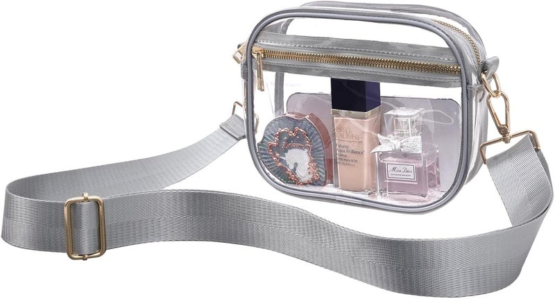 Fibrdoo Clear Bag Stadium Approved, Leather Clear Crossbody Purse Bag for Concerts Sports Events Festivals - Image 1